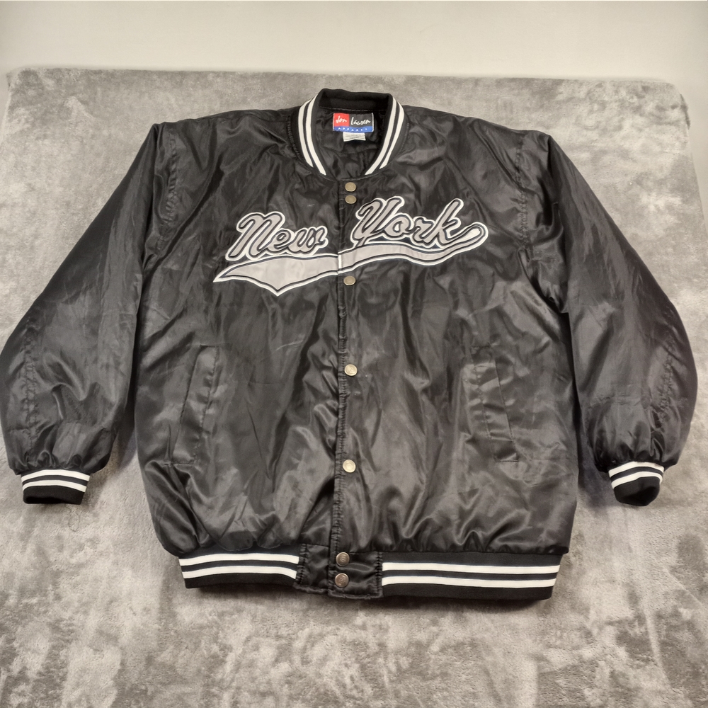 Vintage Jon Lauren Apparel Mens New York Black Varsity Jacket Large - Picture 1 of 16